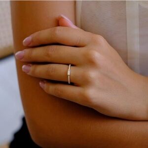 New Baguette Ring Size 7 Clear Cubic Zirconia Emerald Cut Baguette Stacking Ring